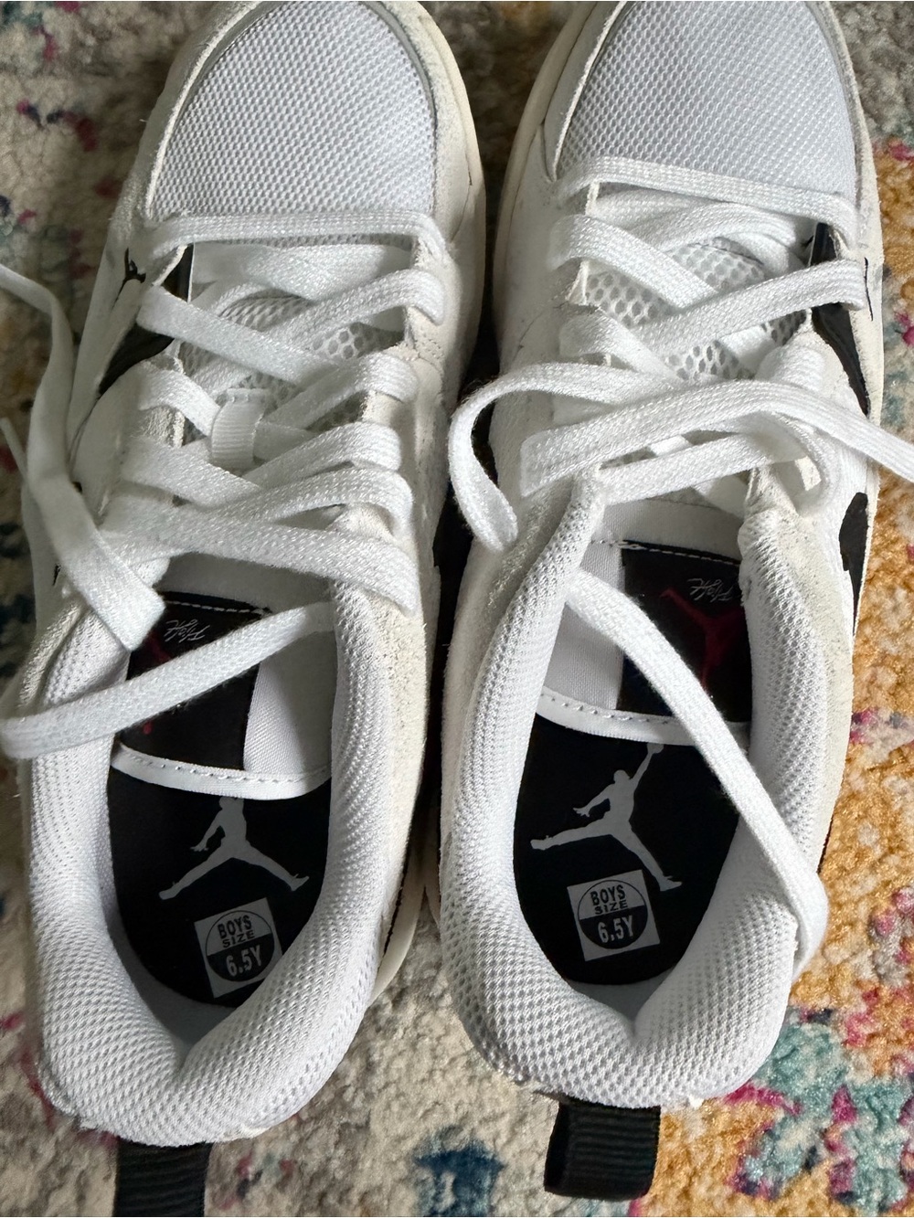 Jordan Kids White and Black Jumpman Low-Top Sneakers